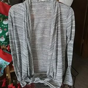 Renee LG Gray and White Stripped Cardigan